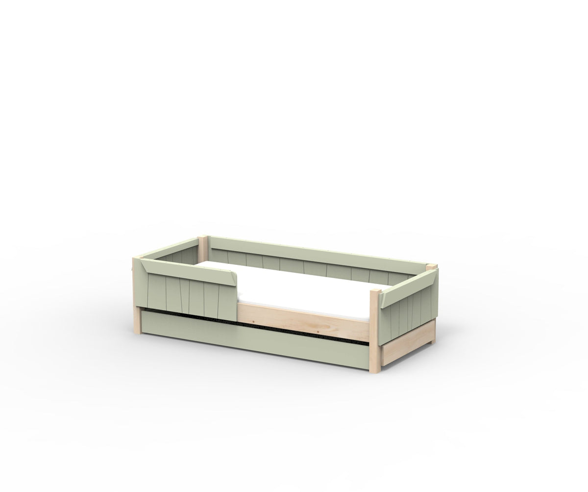 Mathy by Bols Star Light Montessori Floor Bed in Moss Grey (With pull-out bed)