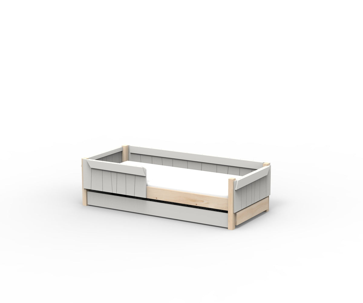 Mathy by Bols Star Light Montessori Floor Bed in Pearl Grey (With pull-out bed)