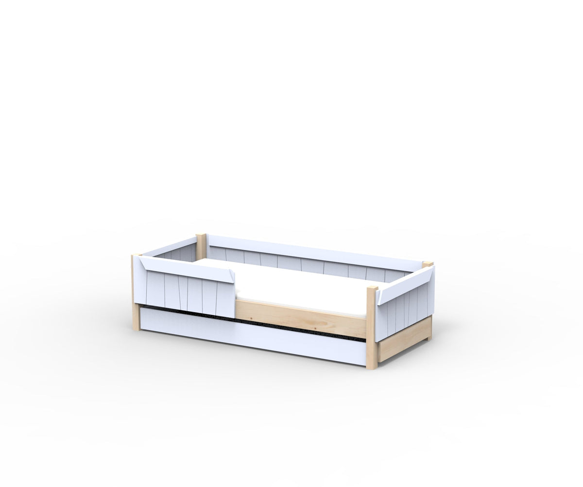 Mathy by Bols Star Light Montessori Floor Bed in Powder Blue (With pull-out bed)