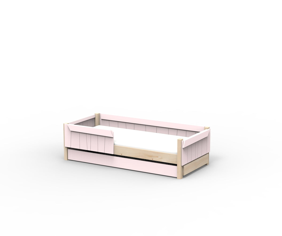 Mathy by Bols Star Light Montessori Floor Bed in Powder Pink (With pull-out bed)