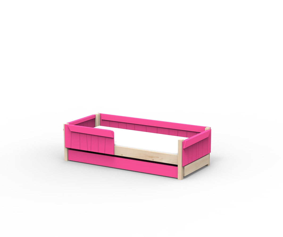 Mathy by Bols Star Light Montessori Floor Bed in Summer Pink (With pull-out bed)