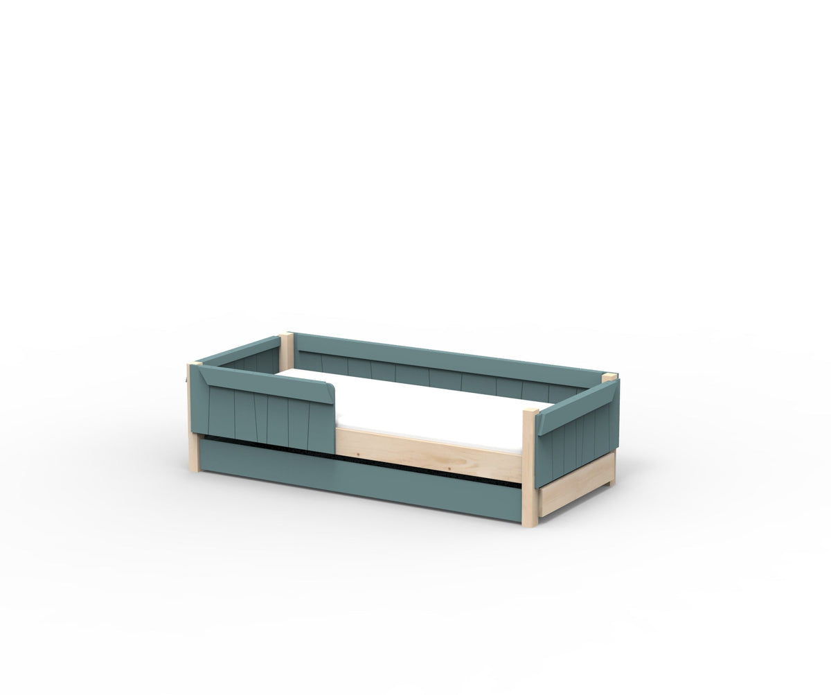 Mathy by Bols Star Light Montessori Floor Bed in Thunderstorm Grey (With pull-out bed)