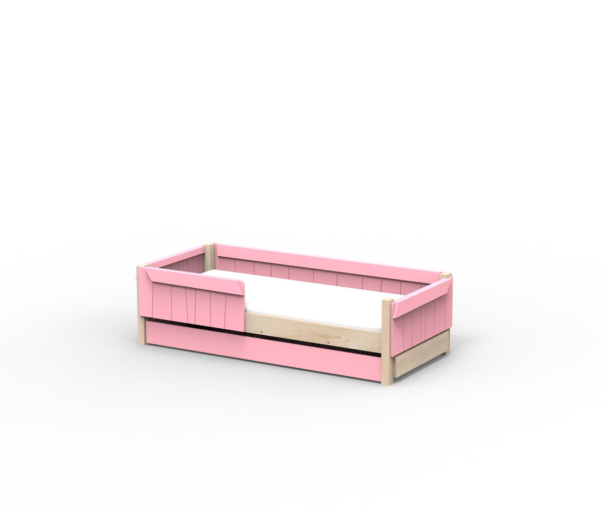 Mathy by Bols Star Light Montessori Floor Bed in Very Light Pink (With pull-out bed)