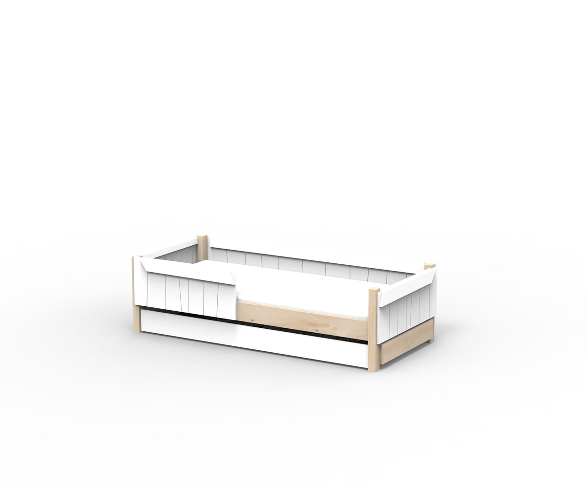 Mathy by Bols Star Light Montessori Floor Bed in White (With pull-out bed)