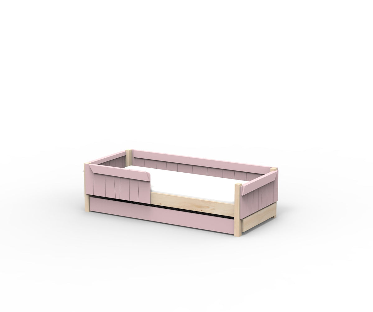 Mathy by Bols Star Light Montessori Floor Bed in Winter Pink (With pull-out bed)