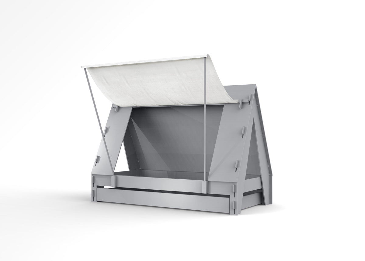 Mathy by Bols Tent Bed with Trundle in Cement Grey