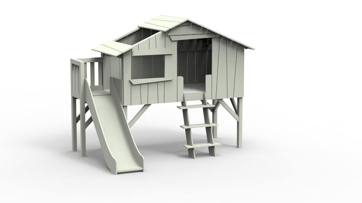 Mathy by Bols Treehouse Bed with Platform and Slide in Greige