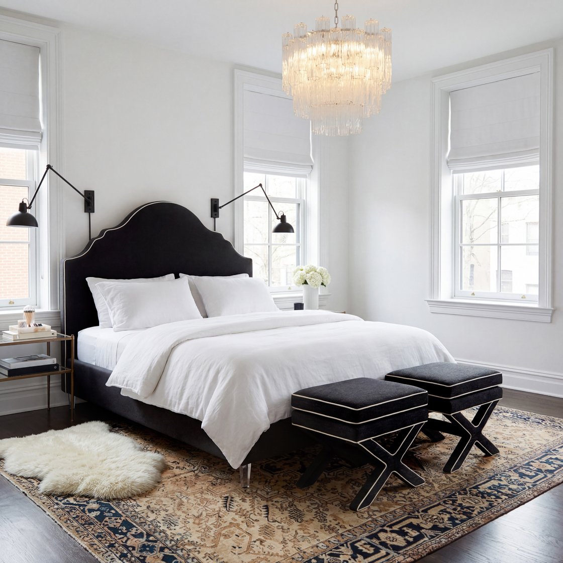 Melrose pillow top stool in Onyx
