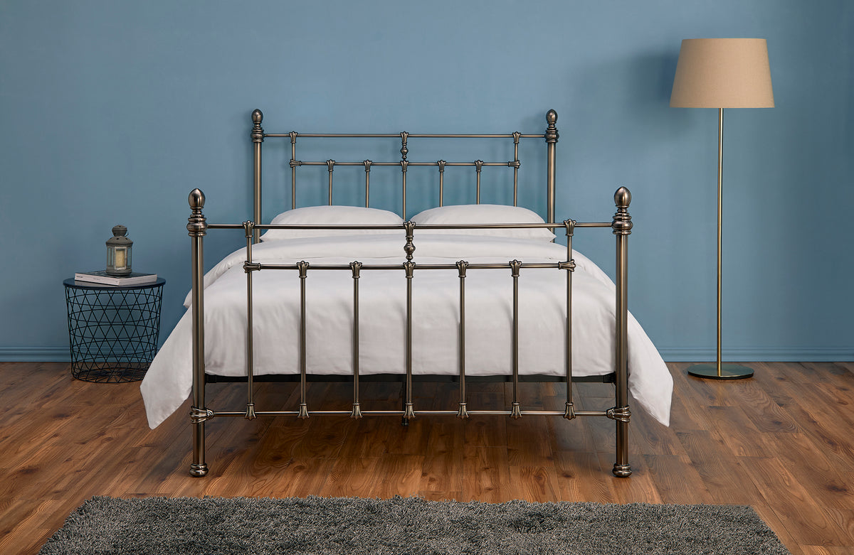 Mereford Brushed Black Nickel Metal Bed in Misty Black Nickel – product view 2