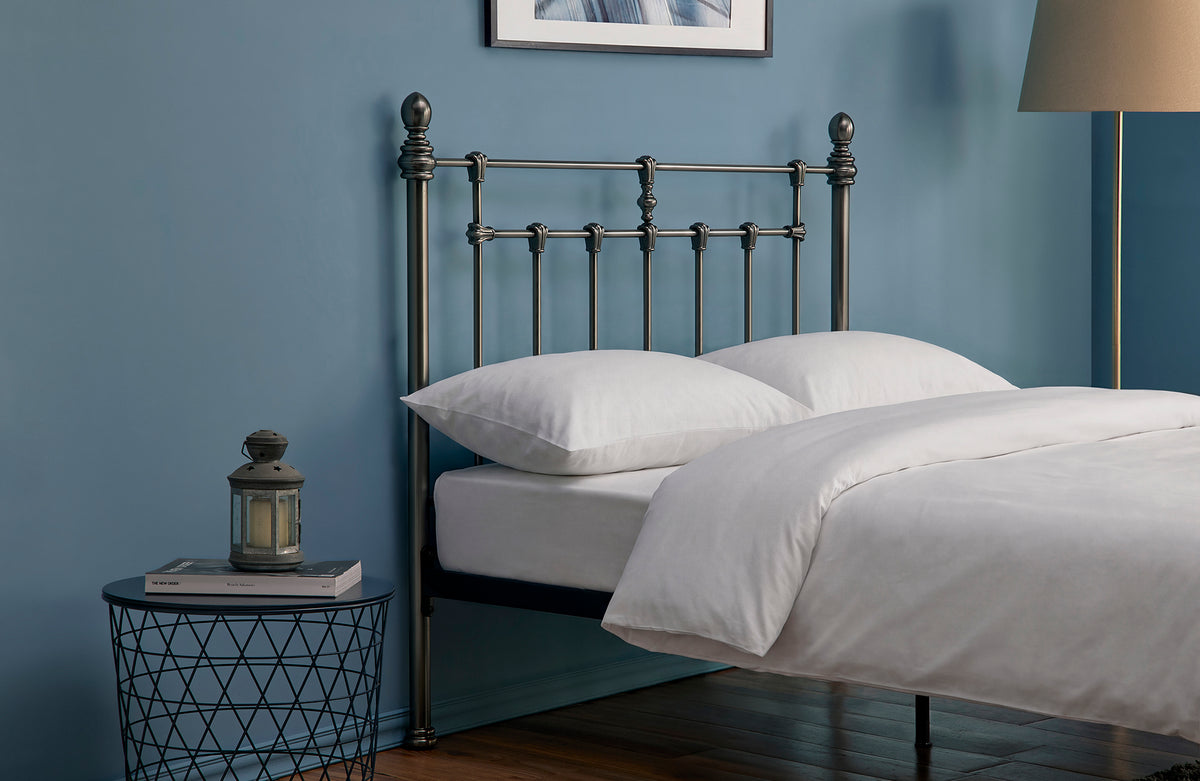 Mereford Brushed Black Nickel Metal Bed in Misty Black Nickel – product view 3