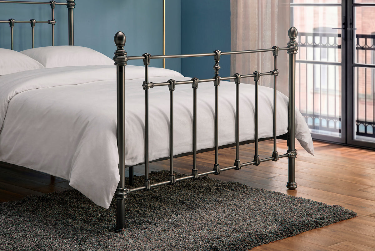 Mereford Brushed Black Nickel Metal Bed in Misty Black Nickel – product view 4