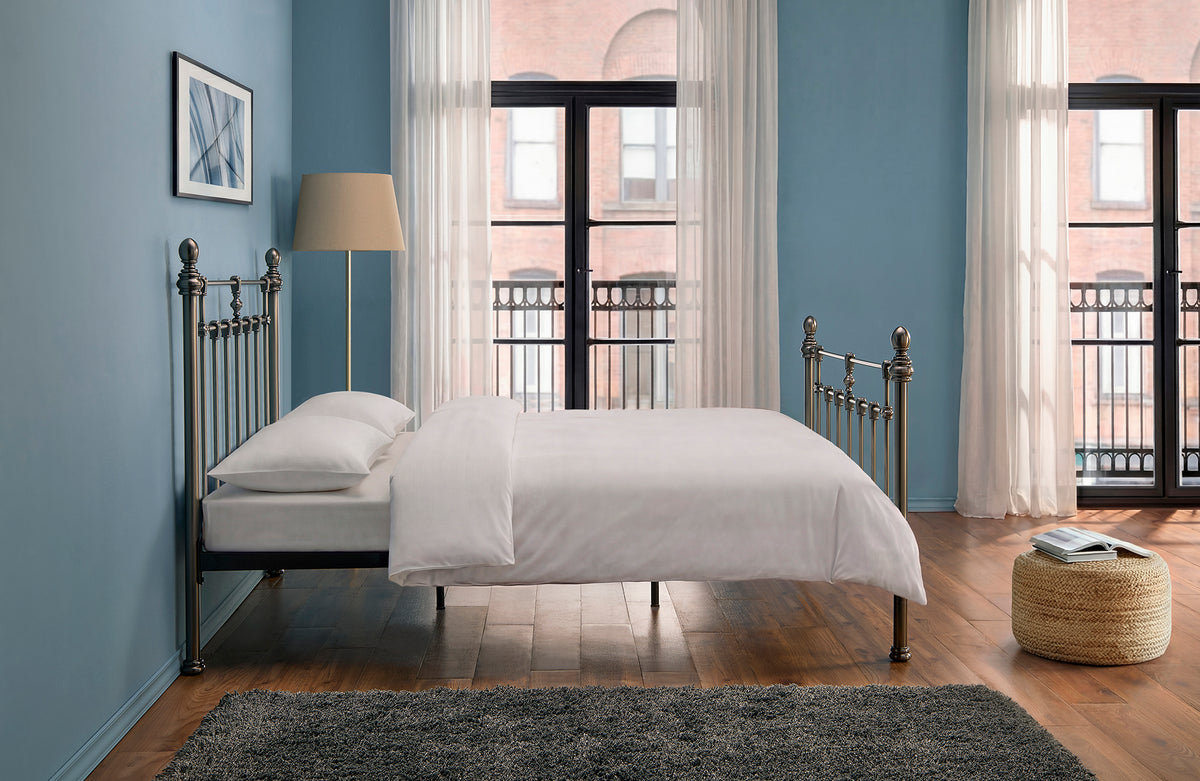Mereford Brushed Black Nickel Metal Bed in Misty Black Nickel – product view 5