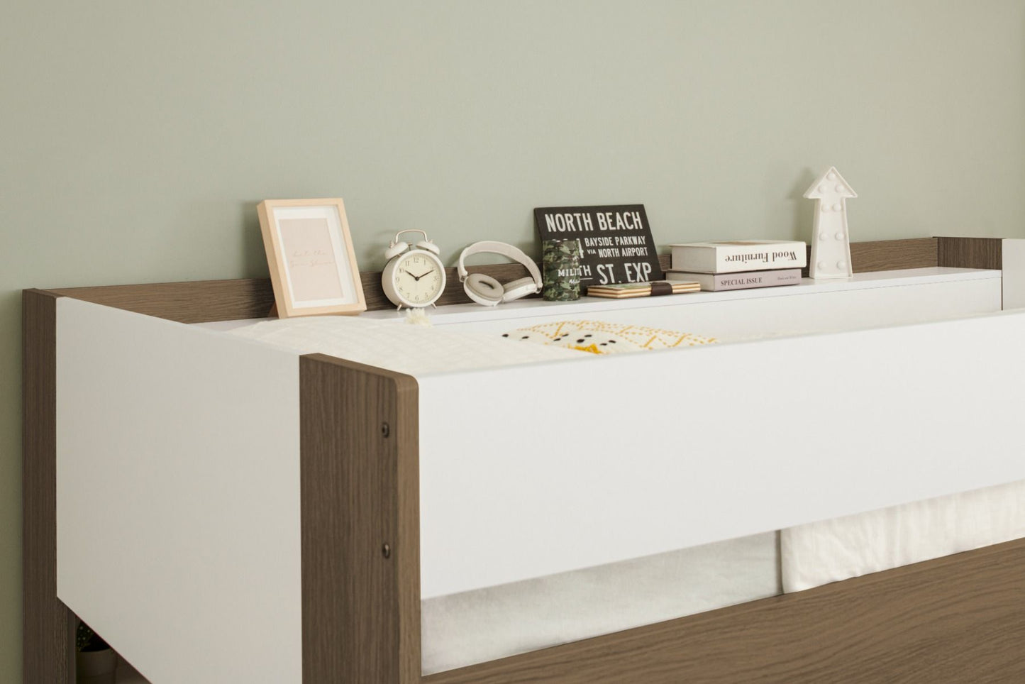 Hampton High Sleeper With Wardrobe White & Walnut