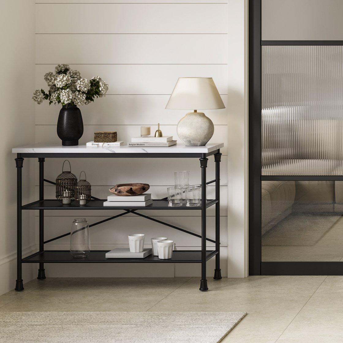Midhurst marble effect console table
