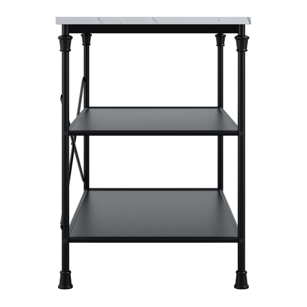 Midhurst marble effect kitchen island with shelves