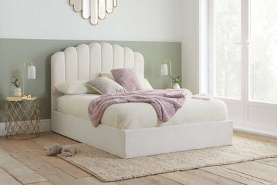 Monaco Fabric White Ottoman Bed