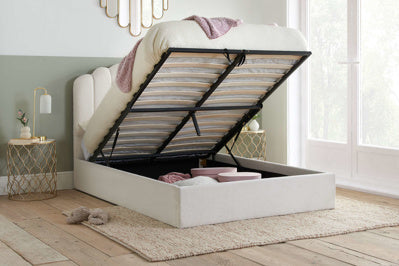 Monaco Fabric White Ottoman Bed