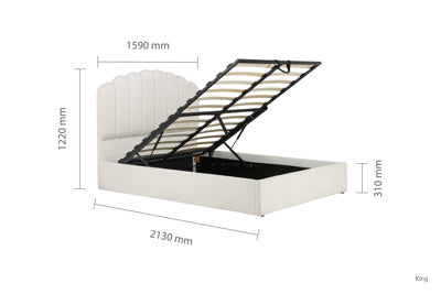 Monaco Fabric White Ottoman Bed