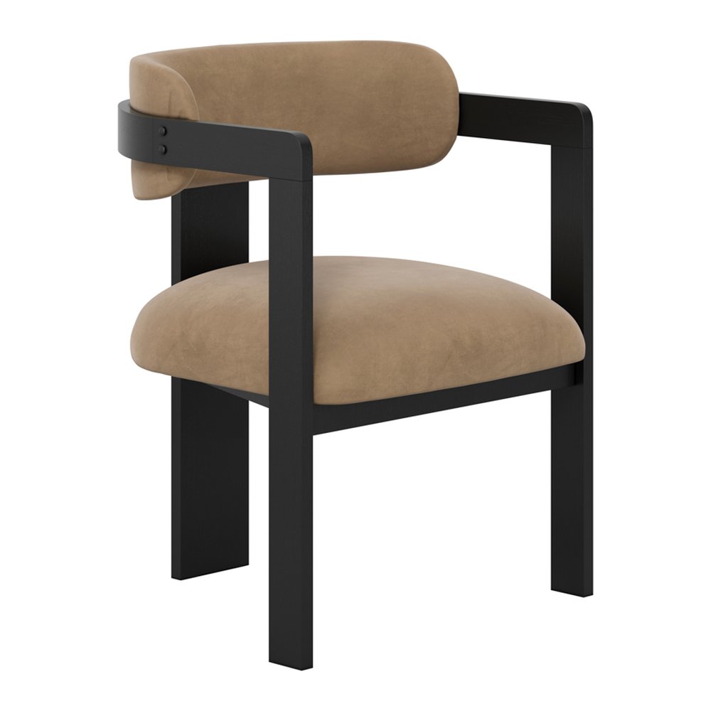 Moreton curved velvet dining chair in Mole