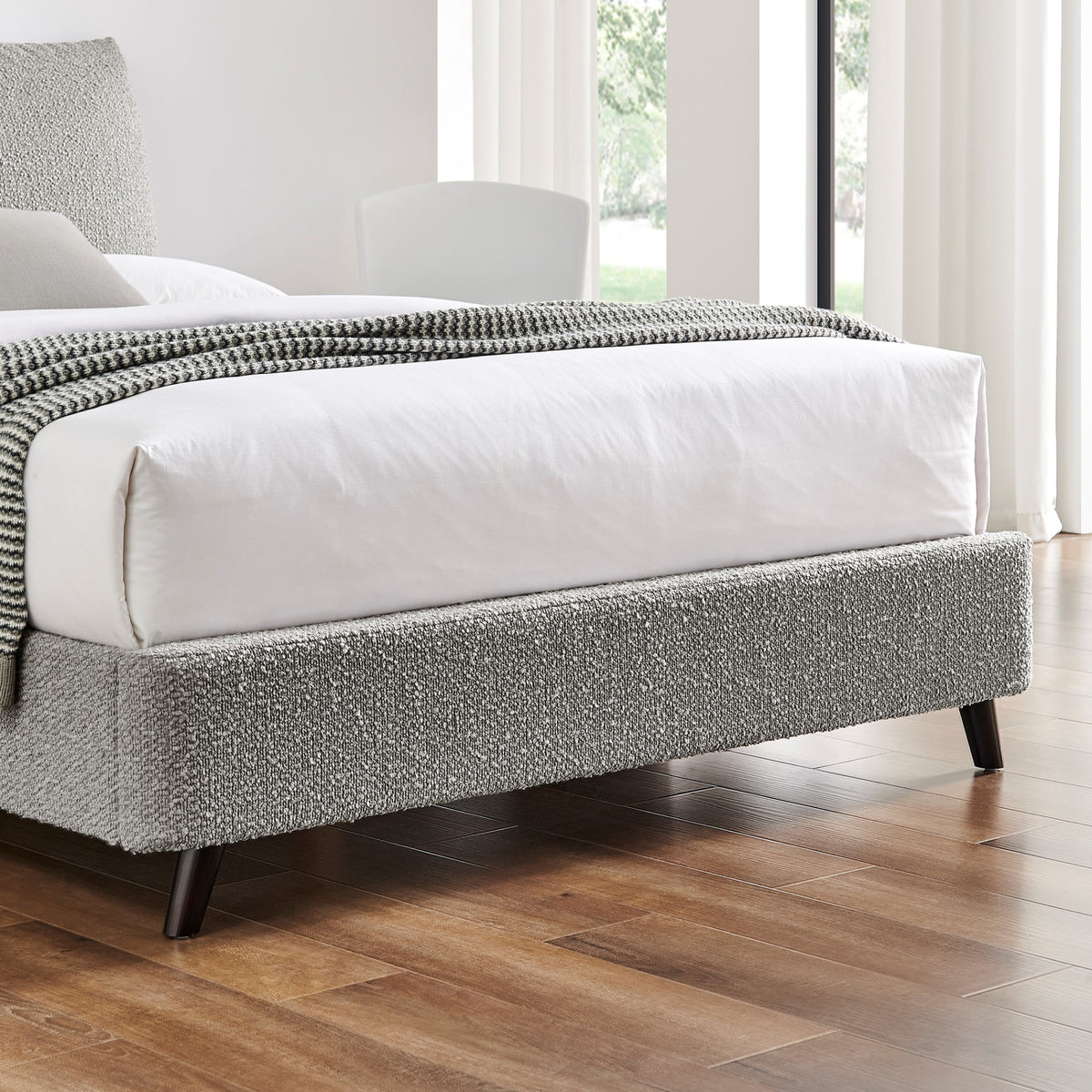 Morwenna Boucle Pillow Headboard King Bed in Dove Grey – product view 4