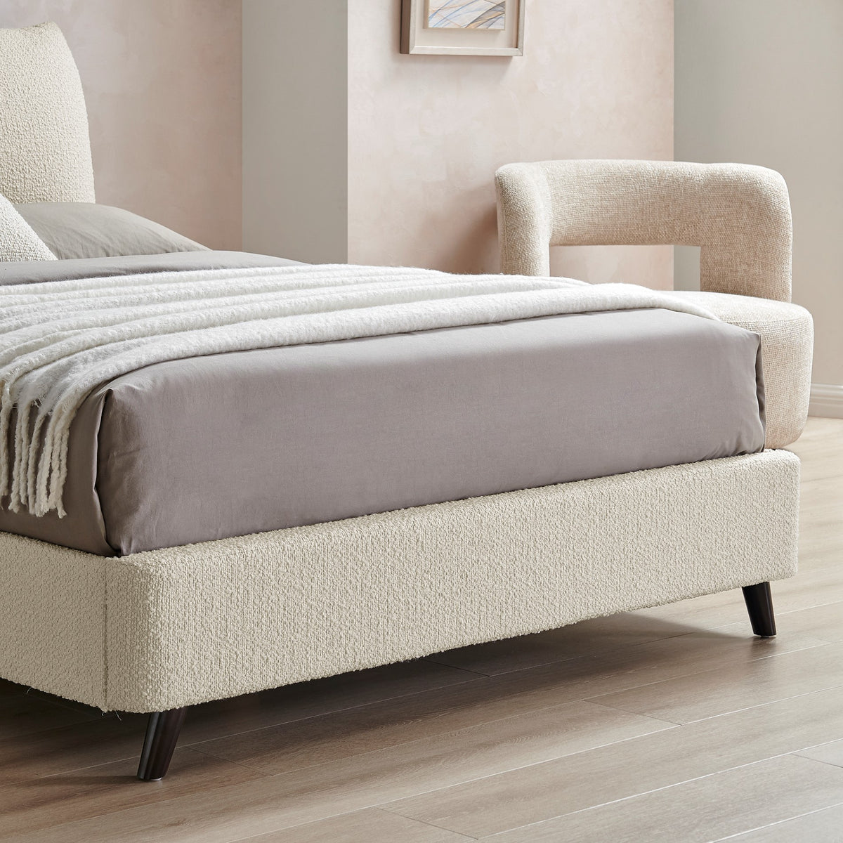 Morwenna Boucle Pillow Headboard King Bed in Ivory – product view 11