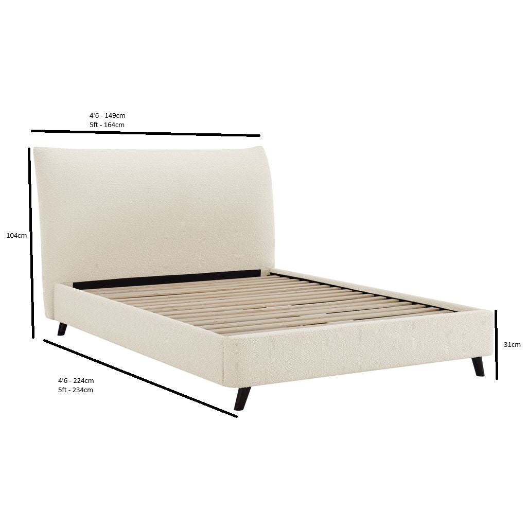 Morwenna Boucle Pillow Headboard King Bed in Ivory – product view 14