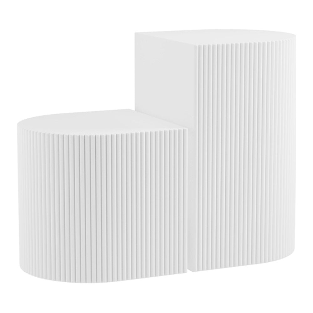 Mylor fluted side tables, set of 2 in White