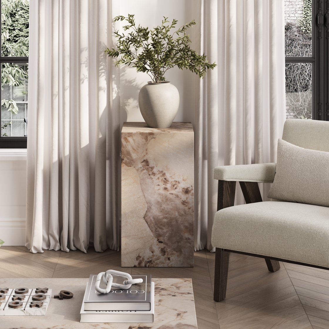 Newlyn marble effect pedestal