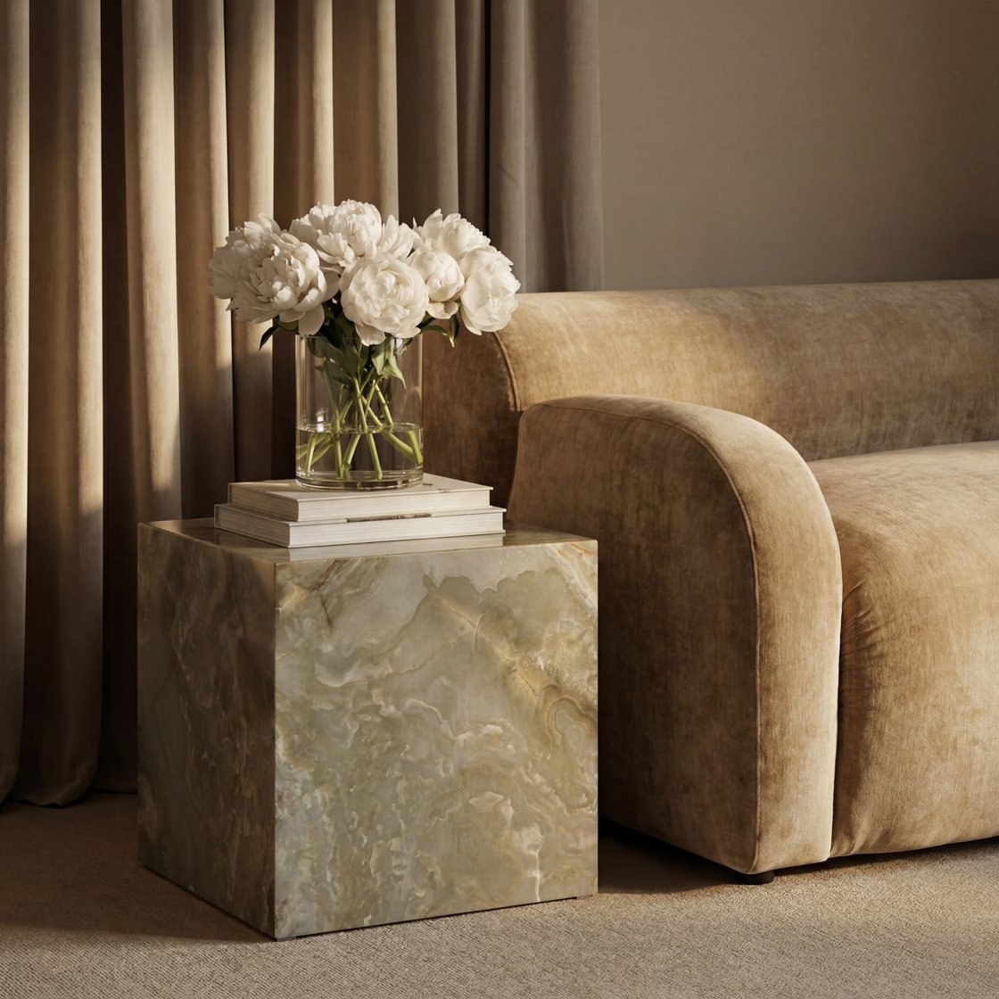 Newlyn marble effect side table