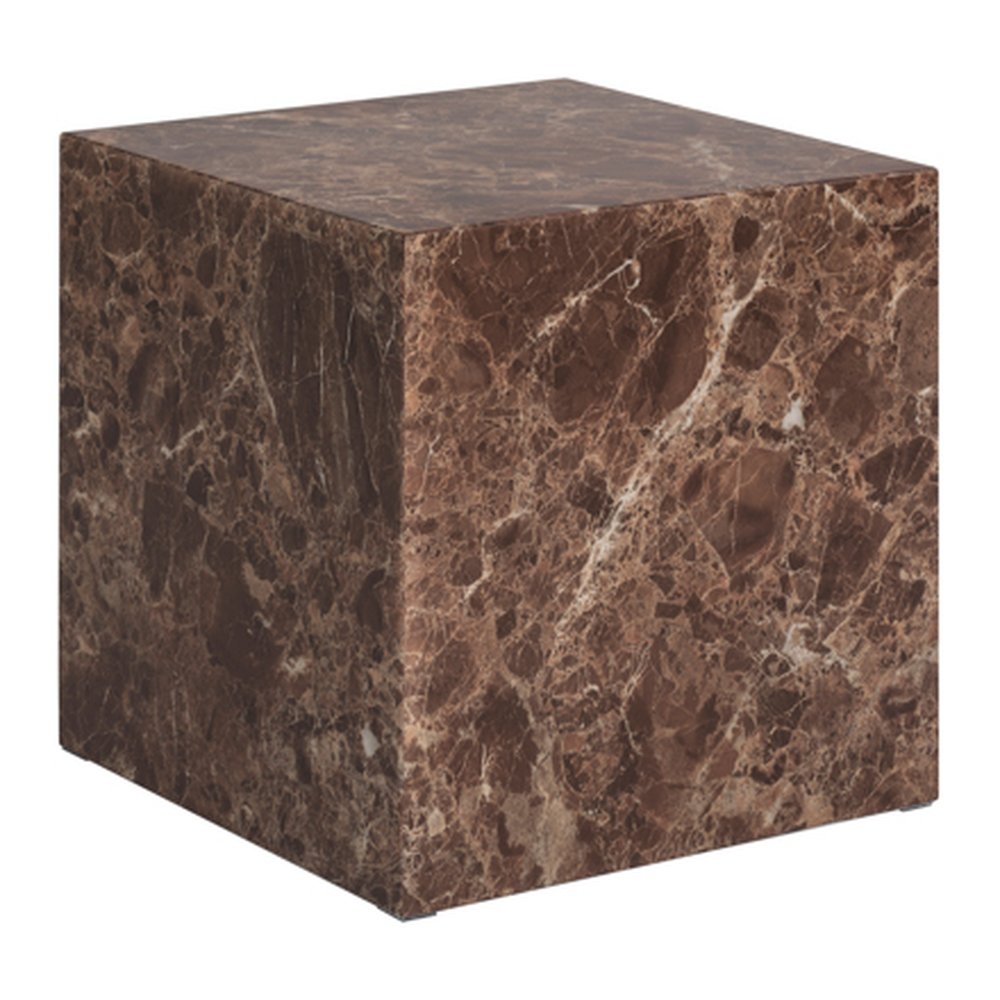 Newlyn marble effect side table in Brown Emperador