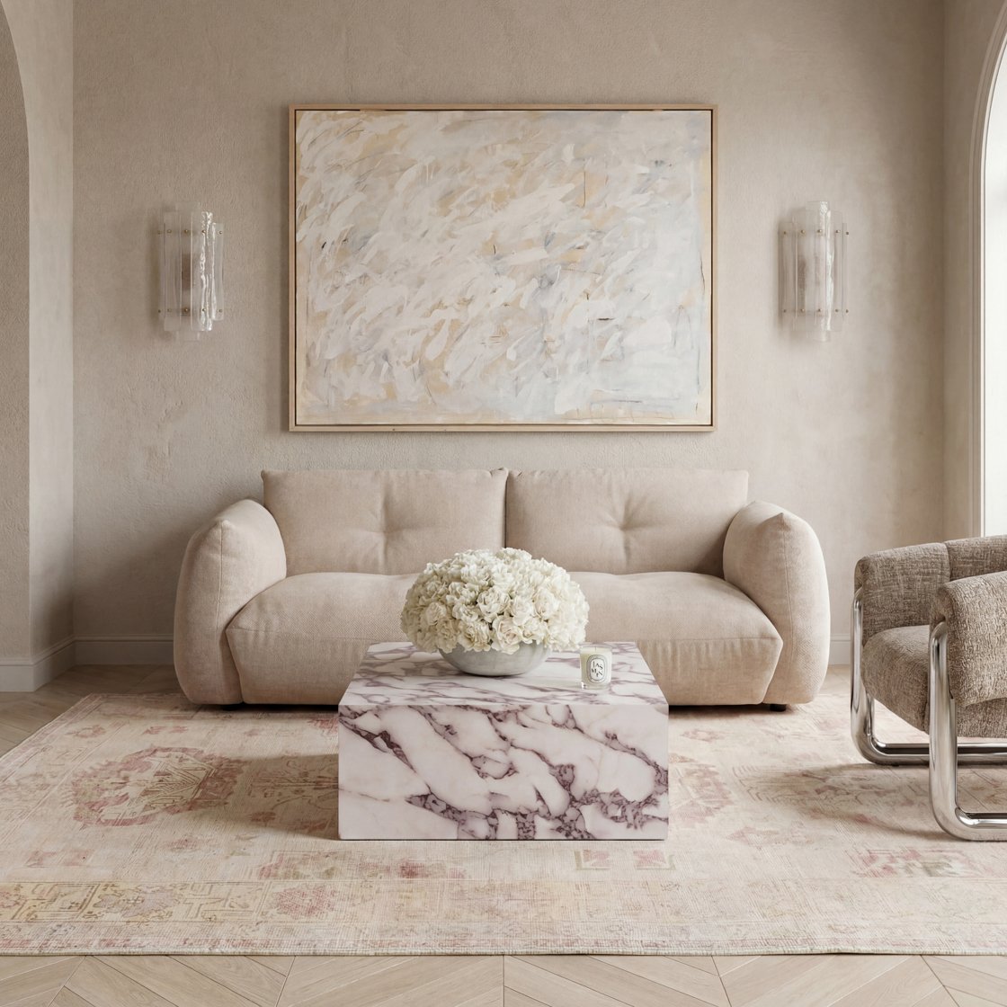 Newlyn square marble effect coffee table
