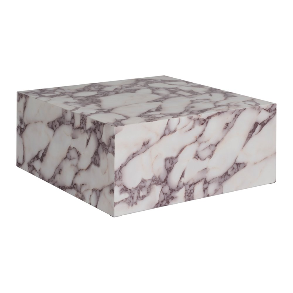 Newlyn square marble effect coffee table in Calacatta Viola