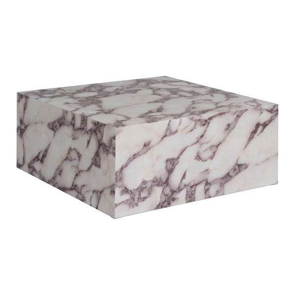 Newlyn square marble effect coffee table in Calacatta Viola