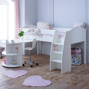 Noah & Eli Mid Sleeper Bed with Pull Out Desk & Storage
