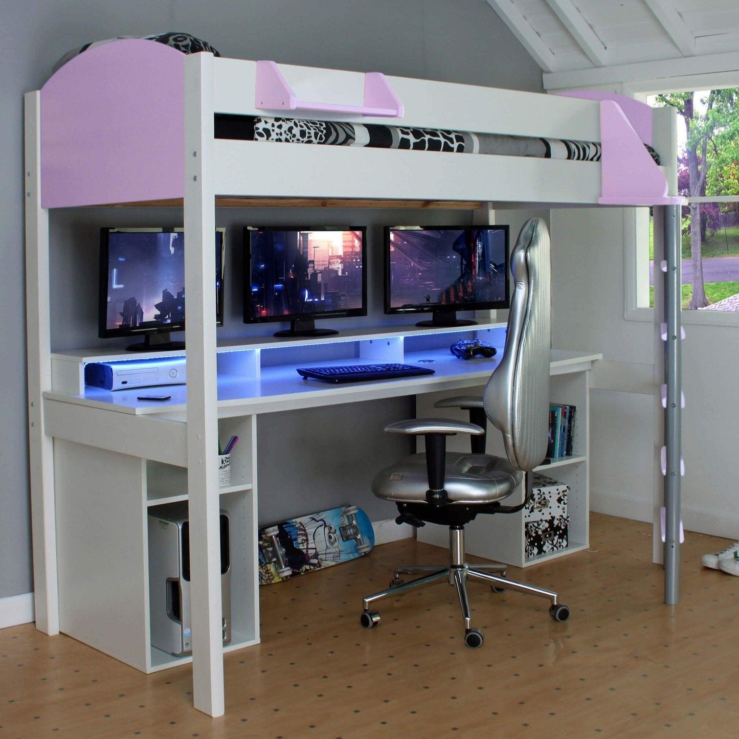 Noah Gaming High Sleeper Loft Bed with Storage - Millie & Jones