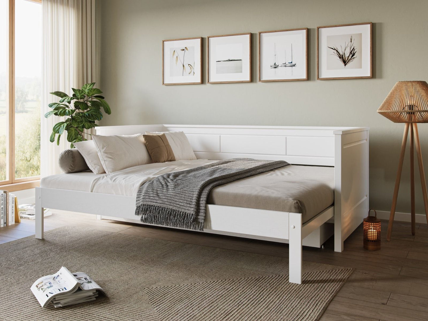 Erika White Guest Bed with Trundle