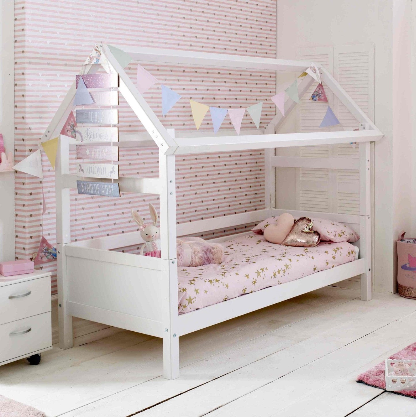 The Nordic Playhouse Bed with Optional Trundle & Storage Drawers - Millie & Jones