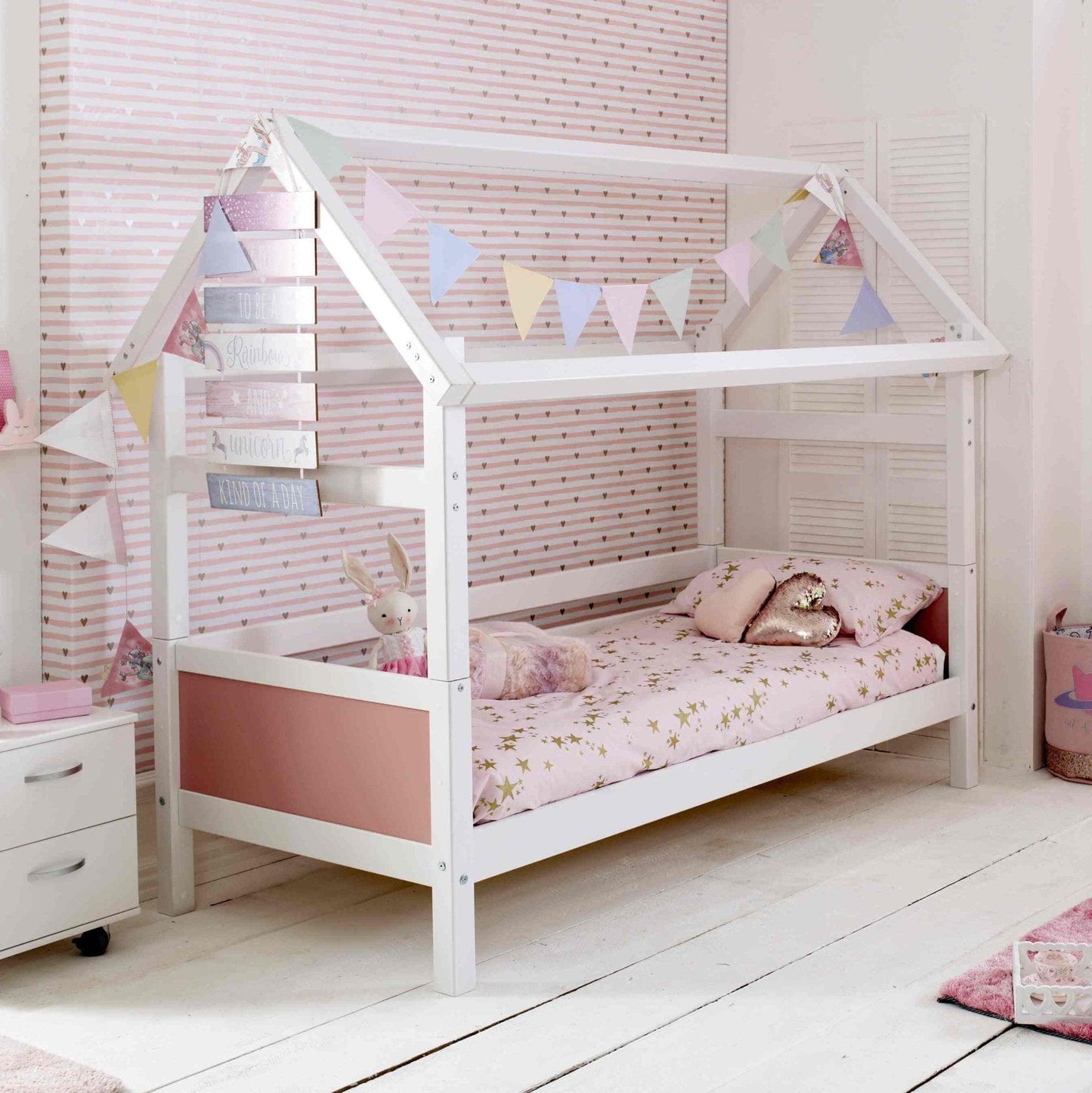The Nordic Playhouse Bed with Optional Trundle & Storage Drawers - Millie & Jones