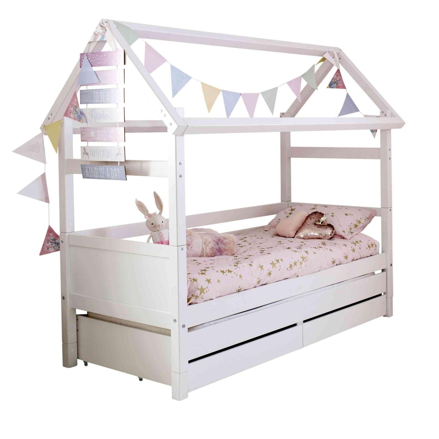 The Nordic Playhouse Bed with Optional Trundle & Storage Drawers - Millie & Jones