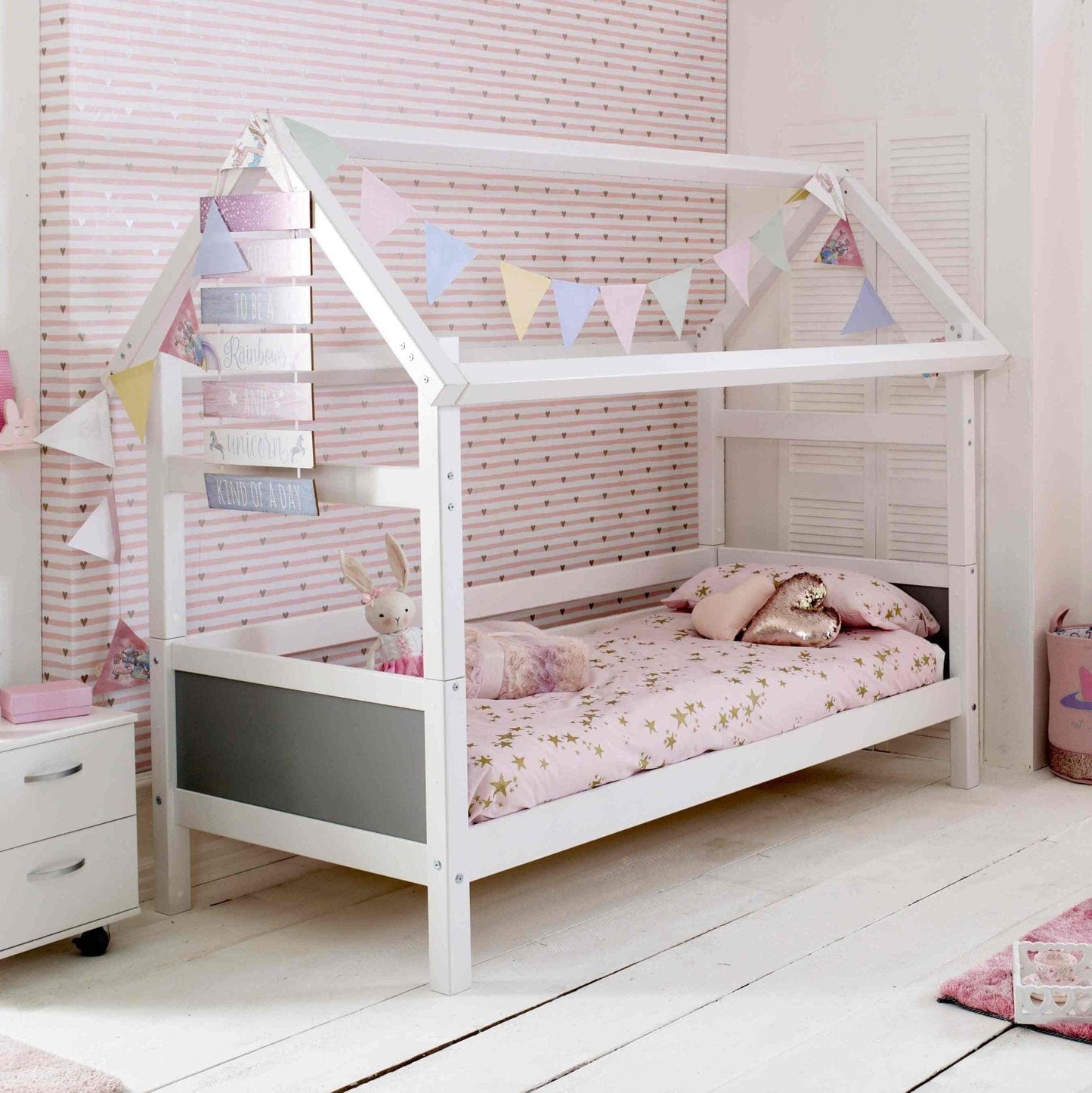 The Nordic Playhouse Bed with Optional Trundle & Storage Drawers - Millie & Jones