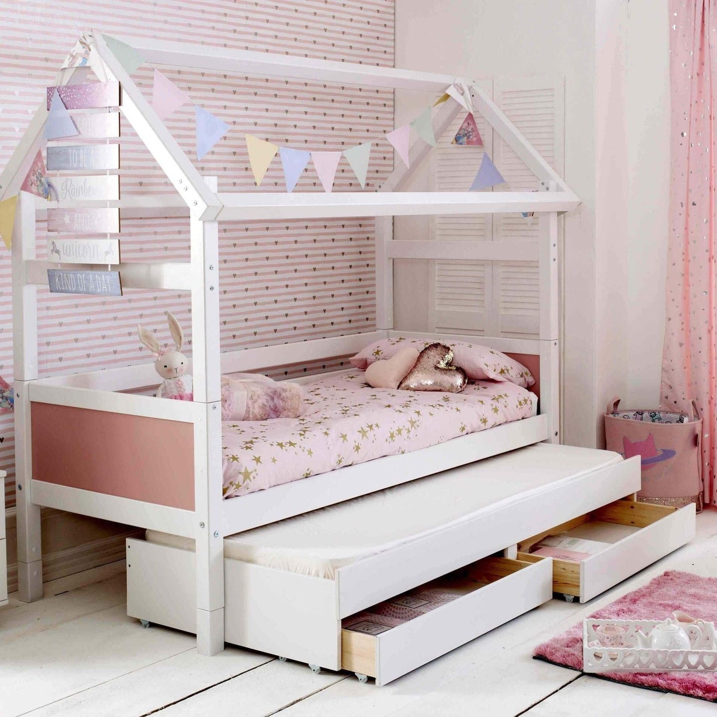 The Nordic Playhouse Bed with Optional Trundle & Storage Drawers - Millie & Jones