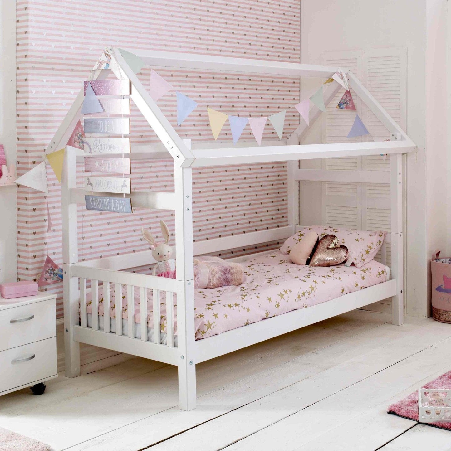The Nordic Playhouse Bed with Optional Trundle & Storage Drawers - Millie & Jones