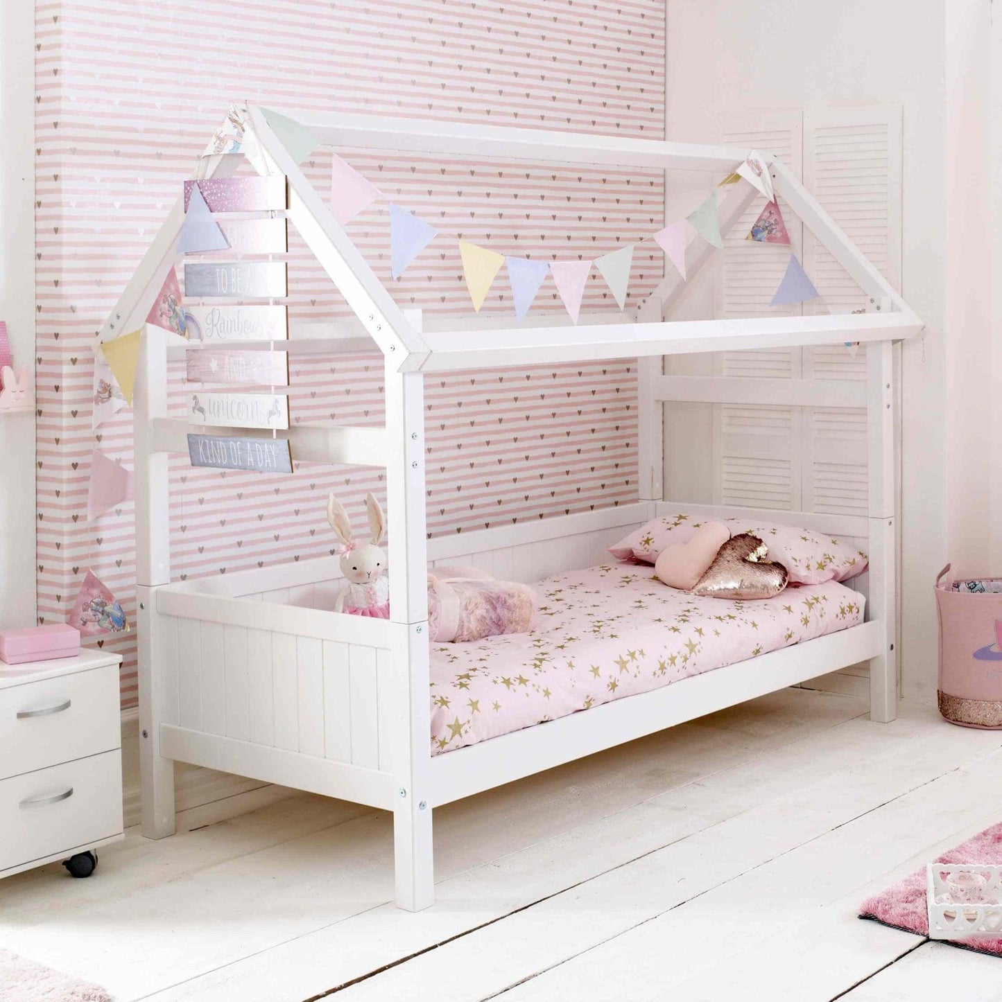 The Nordic Playhouse Bed with Optional Trundle & Storage Drawers - Millie & Jones