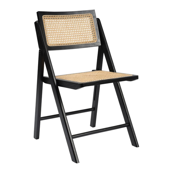 Northleach folding cane dining chair in Black