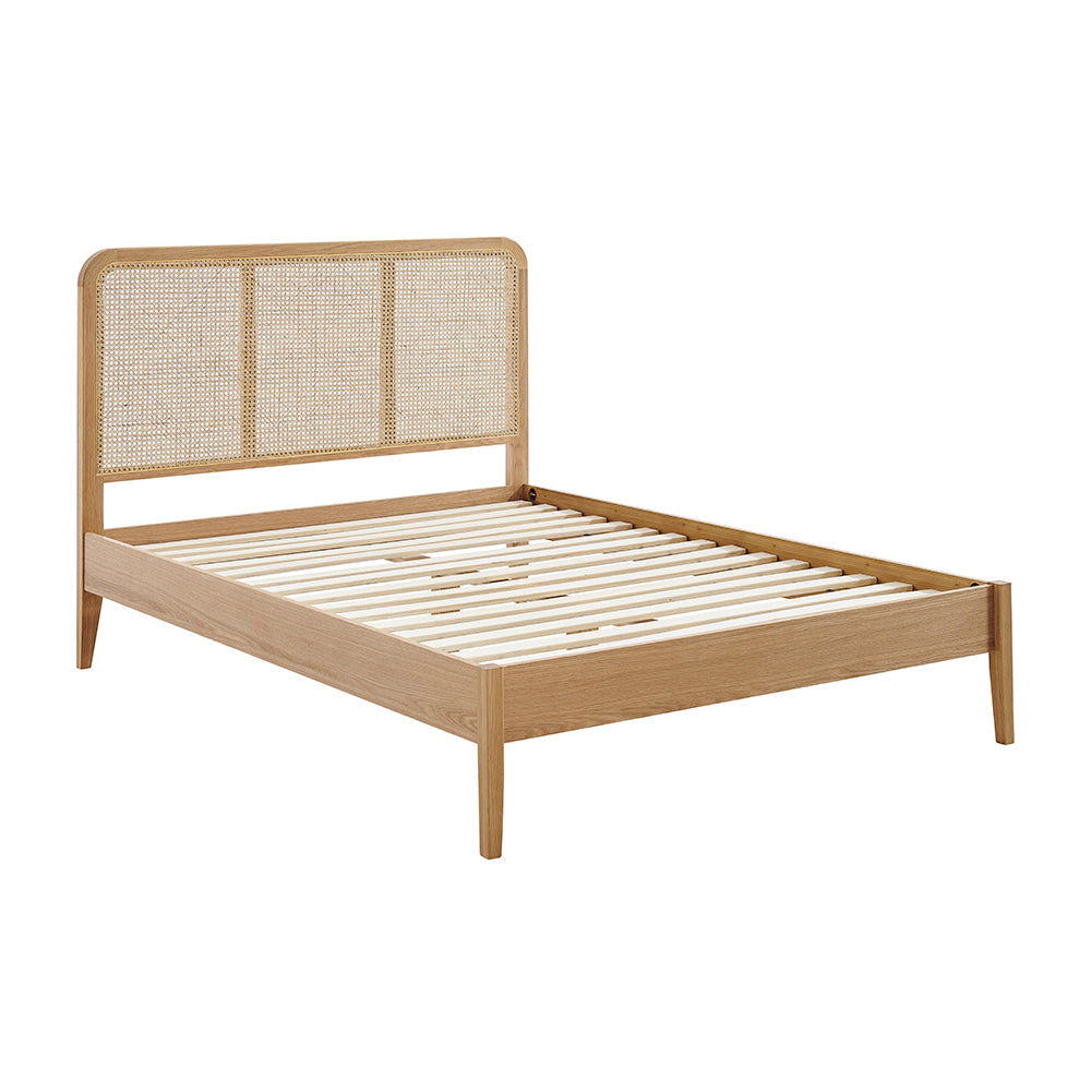 Oakmere Oak and Rattan Bed Frame in Oak – product view 5