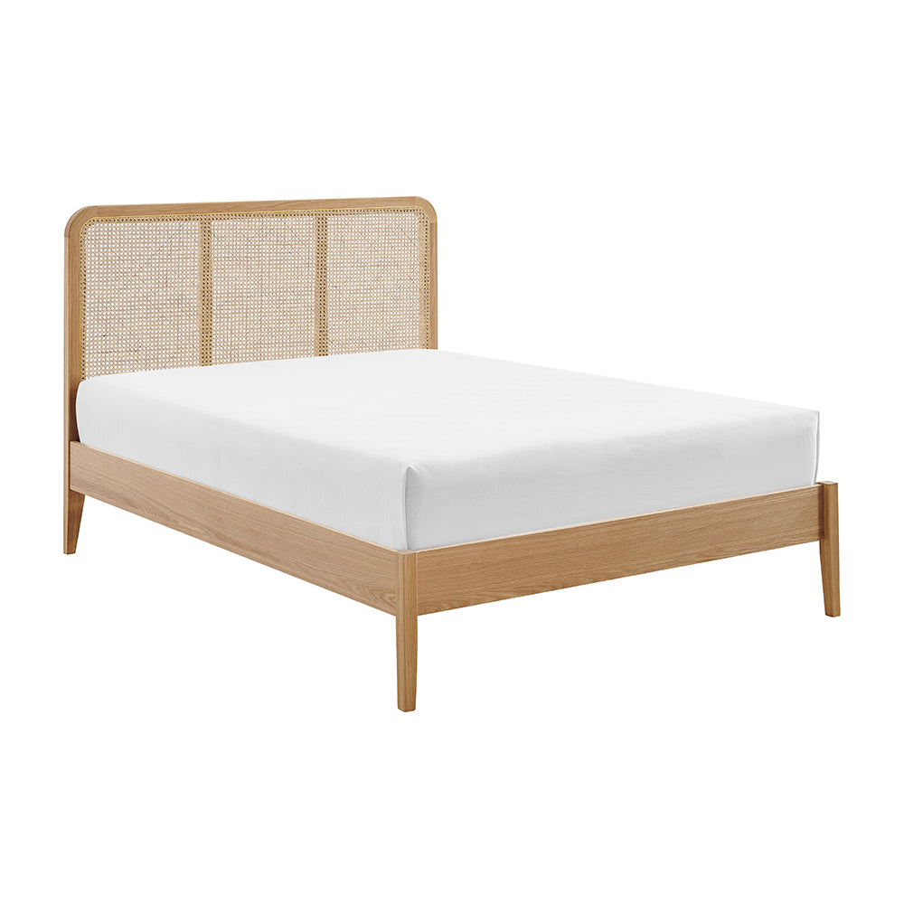 Oakmere Oak and Rattan Bed Frame in Oak – product view 6