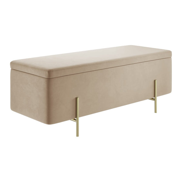 Oban upholstered storage footstool in Beige Velvet