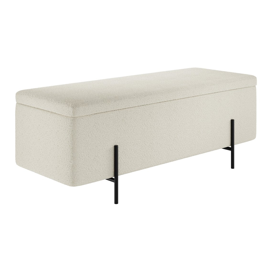 Oban upholstered storage footstool in Ivory Boucle