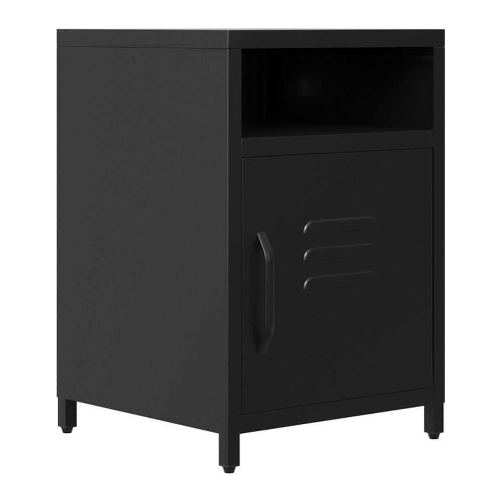 Orford locker style bedside table in Black