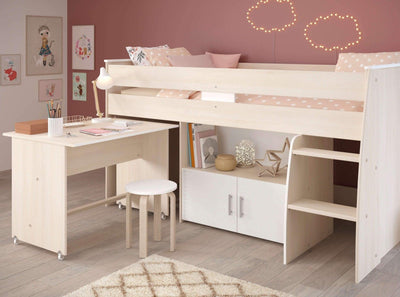 Charly Mid Sleeper Bed with Desk & Cupboard - Hover